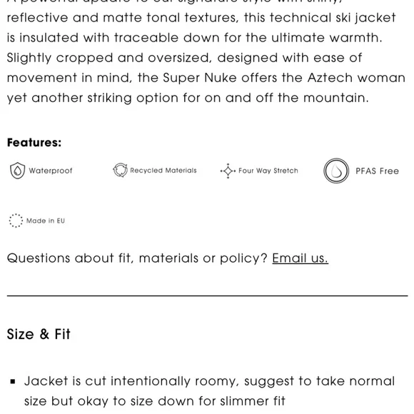 NEW Aztech Mountain Super Nuke Ski Jacket